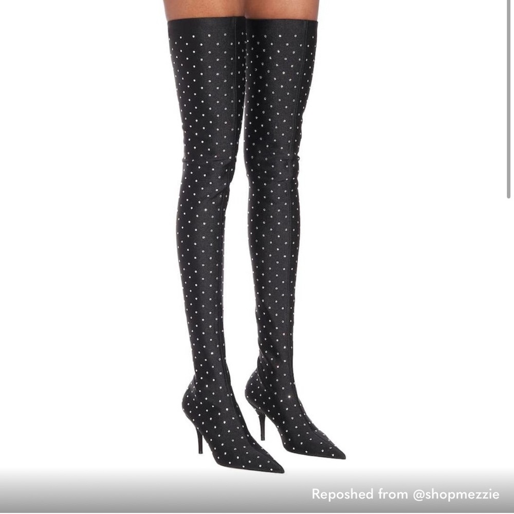 Balenciaga Crystal “Knife” Thigh High Boots